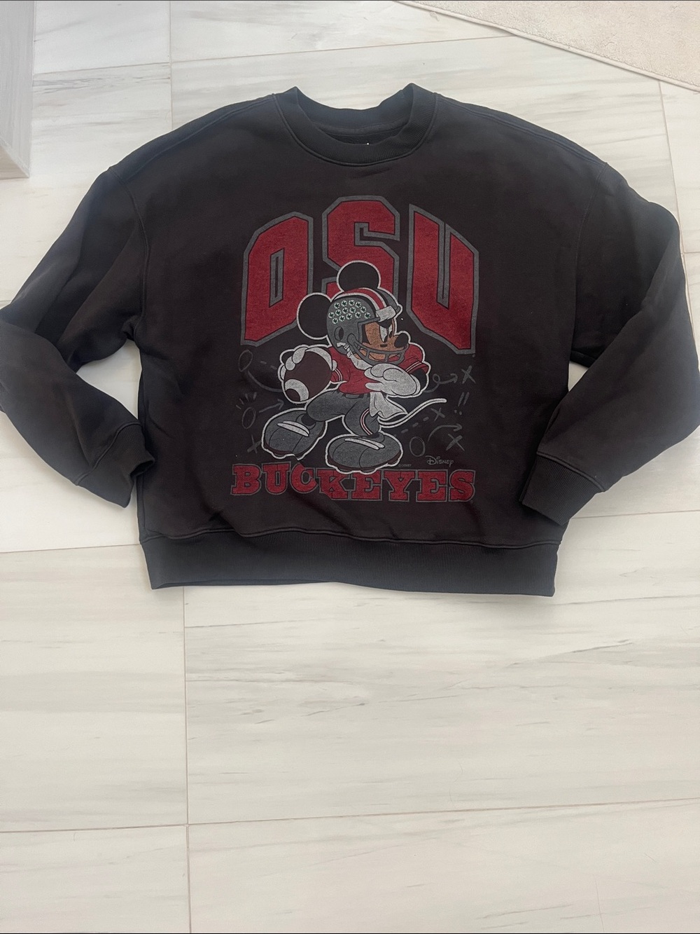 Hollister OSU Ohio State Buckeyes Mickey Mouse Black Crewneck Sweatshirt
